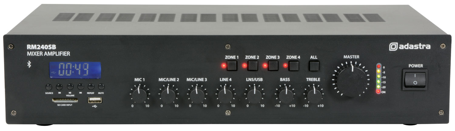Adastra RM240SB 5 Channel 100V Mixer Amps with Bluetooth