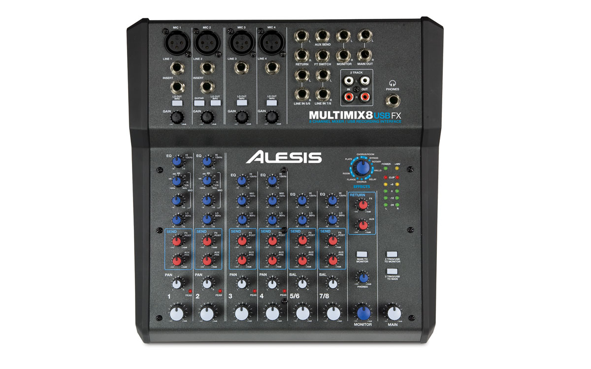 MultiMix 8 USB FX
8 Channel Mixer with Effects / USB Audio Interface