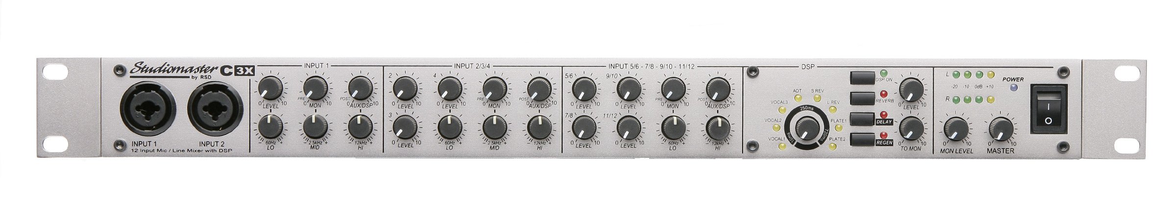 Studiomaster C3X 12ch Mixer with Effects 1u Rack Front