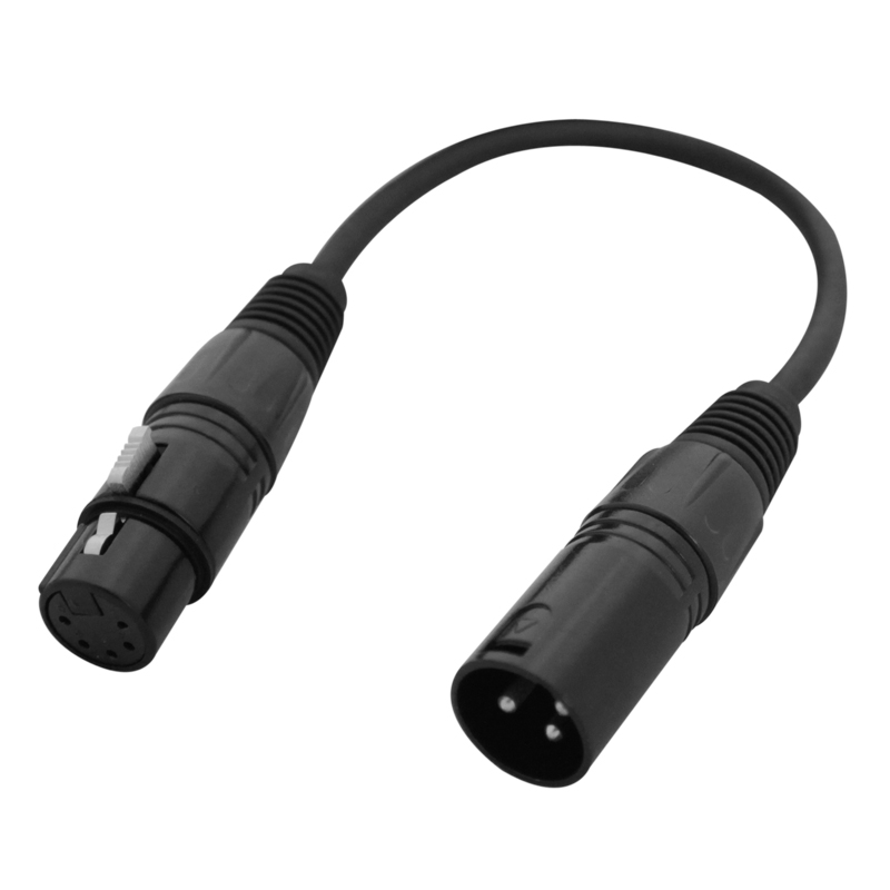 LEDJ 3-Pin Male – 5-Pin Female DMX Adaptor Cable Lead