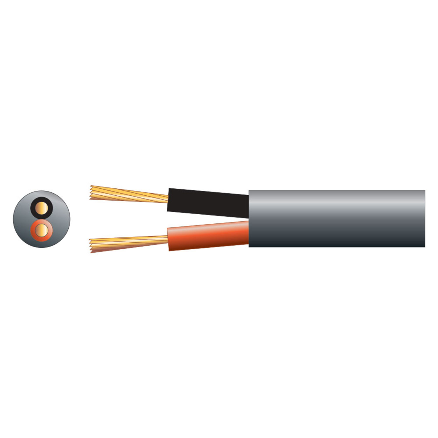 100V line speaker cable, 2 x 45/0.2mm, 15A, Black, 100m