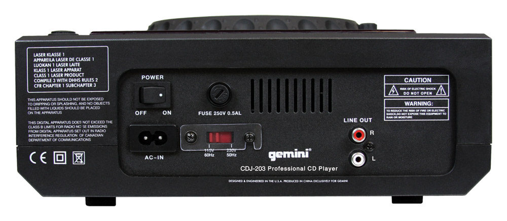Gemini CDJ203 Anti Shock CD Player (Back)