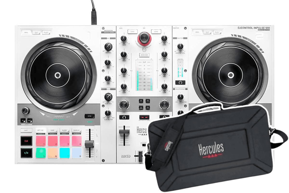  Hercules DJ Control Inpulse 500 Ltd white with FREE Carry Case