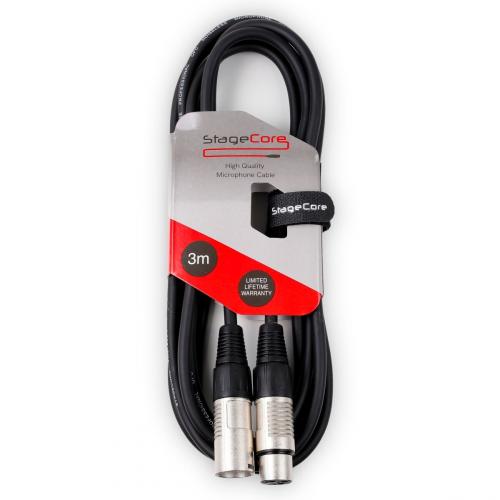 Stagecore Female XLR - Male XLR Microphone Cable 3m Black
