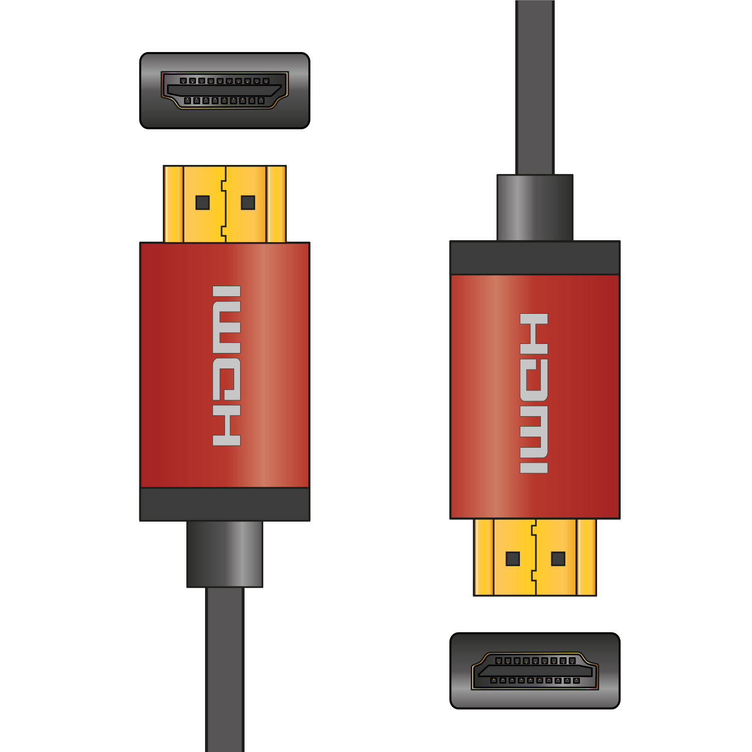 Premium 4K HDMI Leads with Coloured Aluminium Head-Shells 4K Colour Shell HDMI Lead 1.5m Red