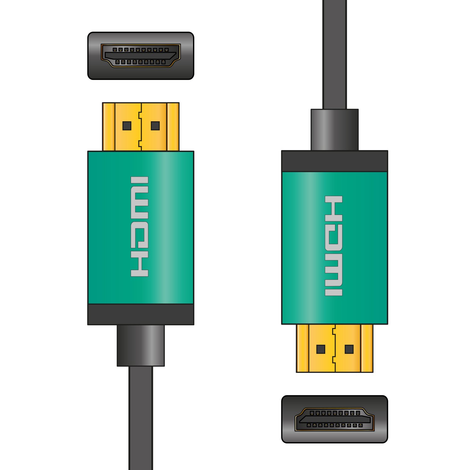 Premium 4K HDMI Leads with Coloured Aluminium Head-Shells 4K Colour Shell HDMI Lead 1.5m Green