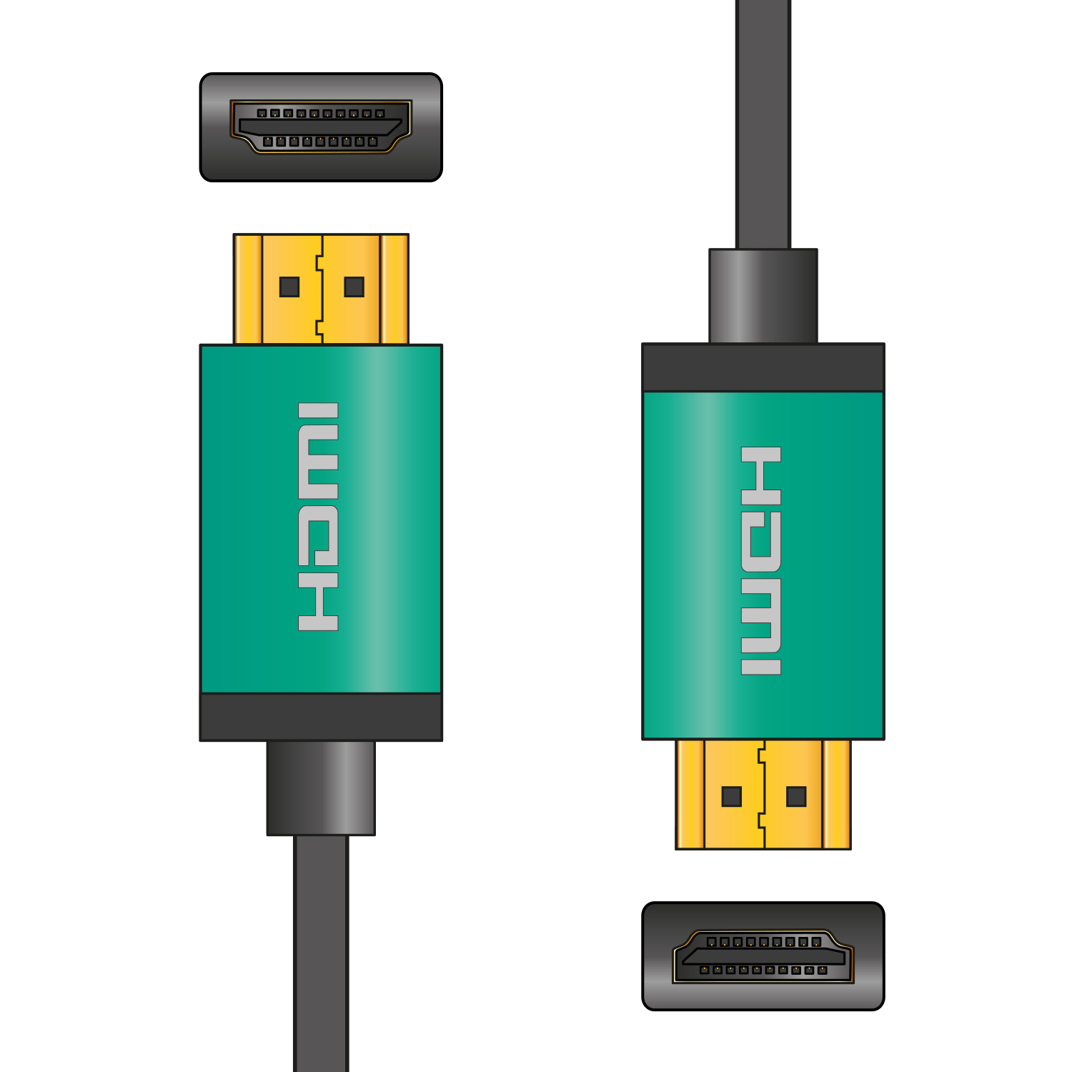 Premium 4K HDMI Leads with Coloured Aluminium Head-Shells 4K Colour Shell HDMI Lead 3.0m Green