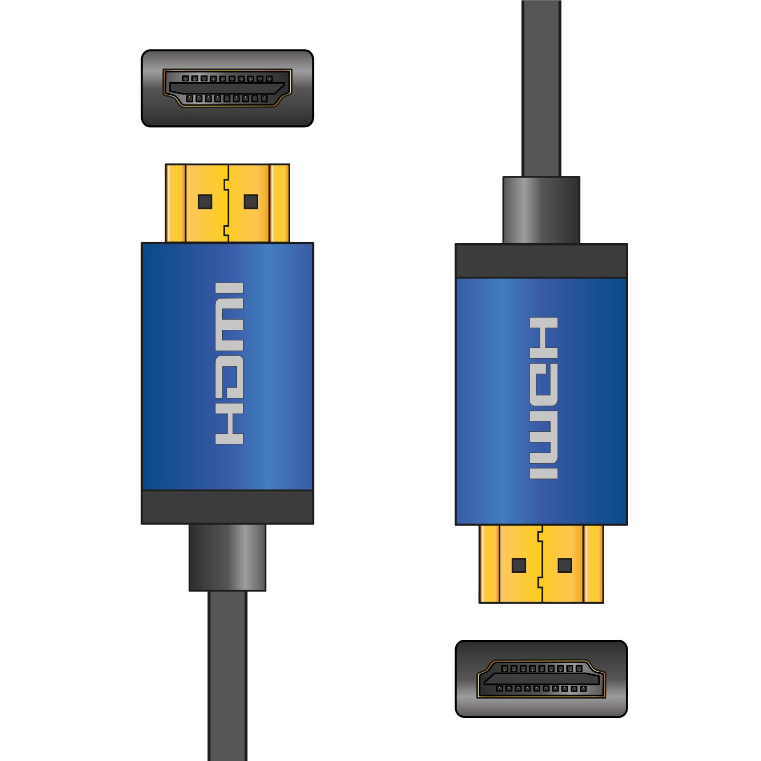 Premium 4K HDMI Leads with Coloured Aluminium Head-Shells 4K Colour Shell HDMI Lead 1.5m Blue