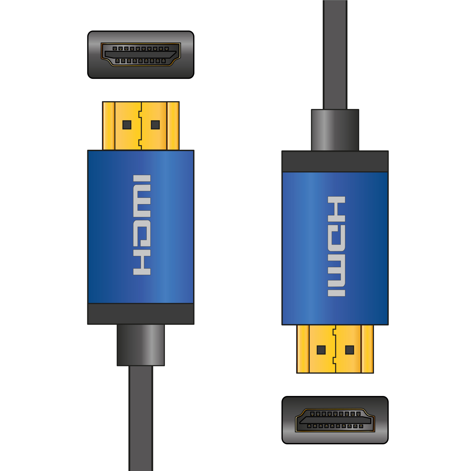 Premium 4K HDMI Leads with Coloured Aluminium Head-Shells 4K Colour Shell HDMI Lead 3.0m Blue