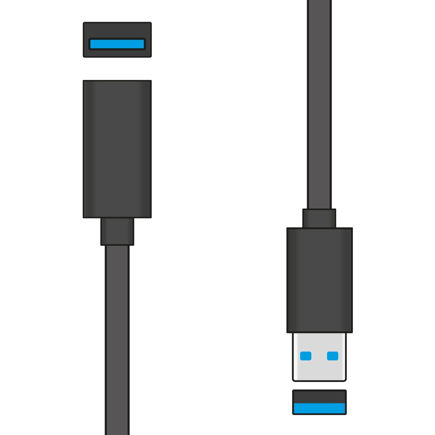 USB 3.0 Type-A Plug to Type-A Socket Leads USB 3.0 Type-A Plug to Type-A Socket Leads