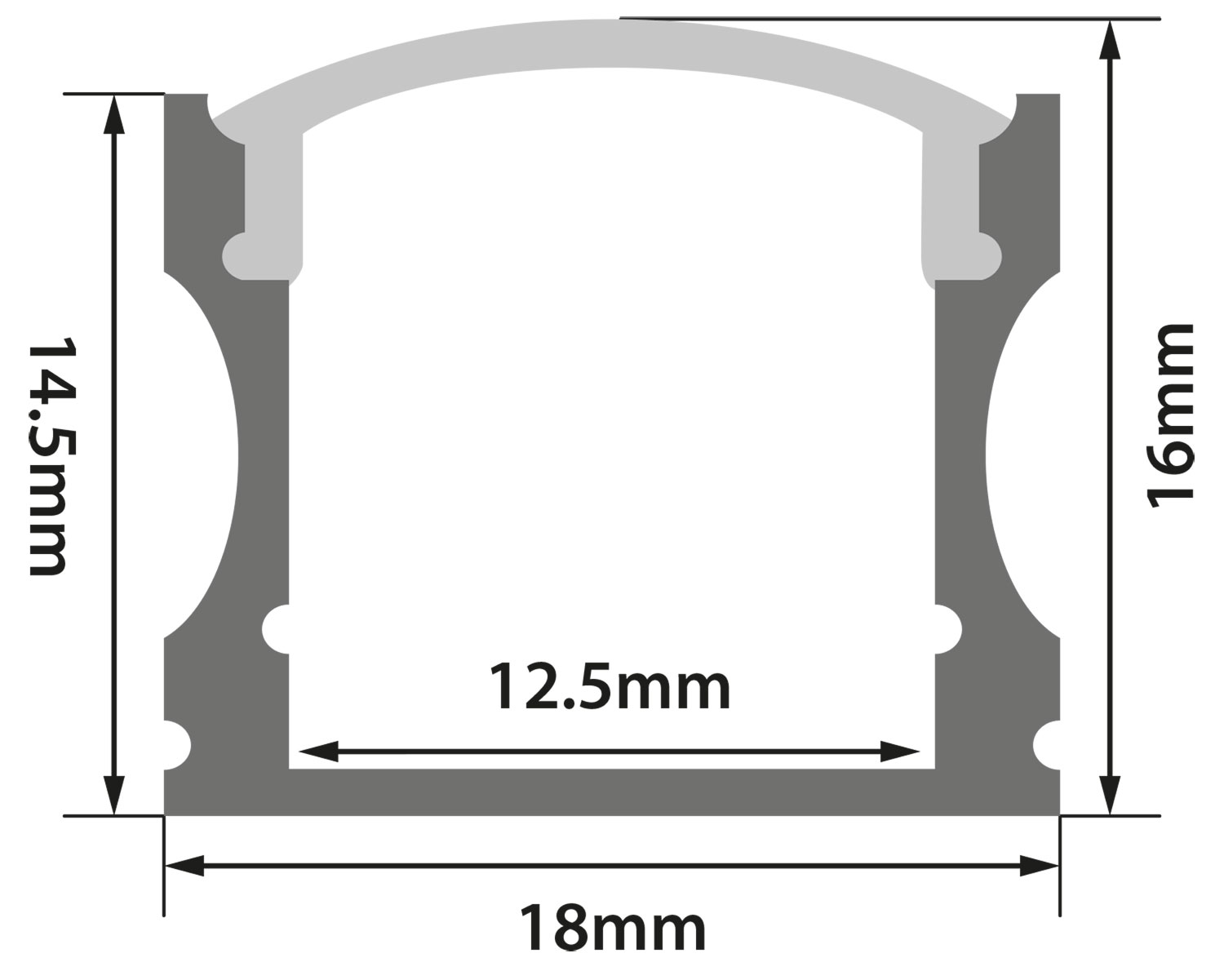 Aluminium LED Tape Profile - Tall Crown Aluminium LED Tape Profile Tall Crown 2m