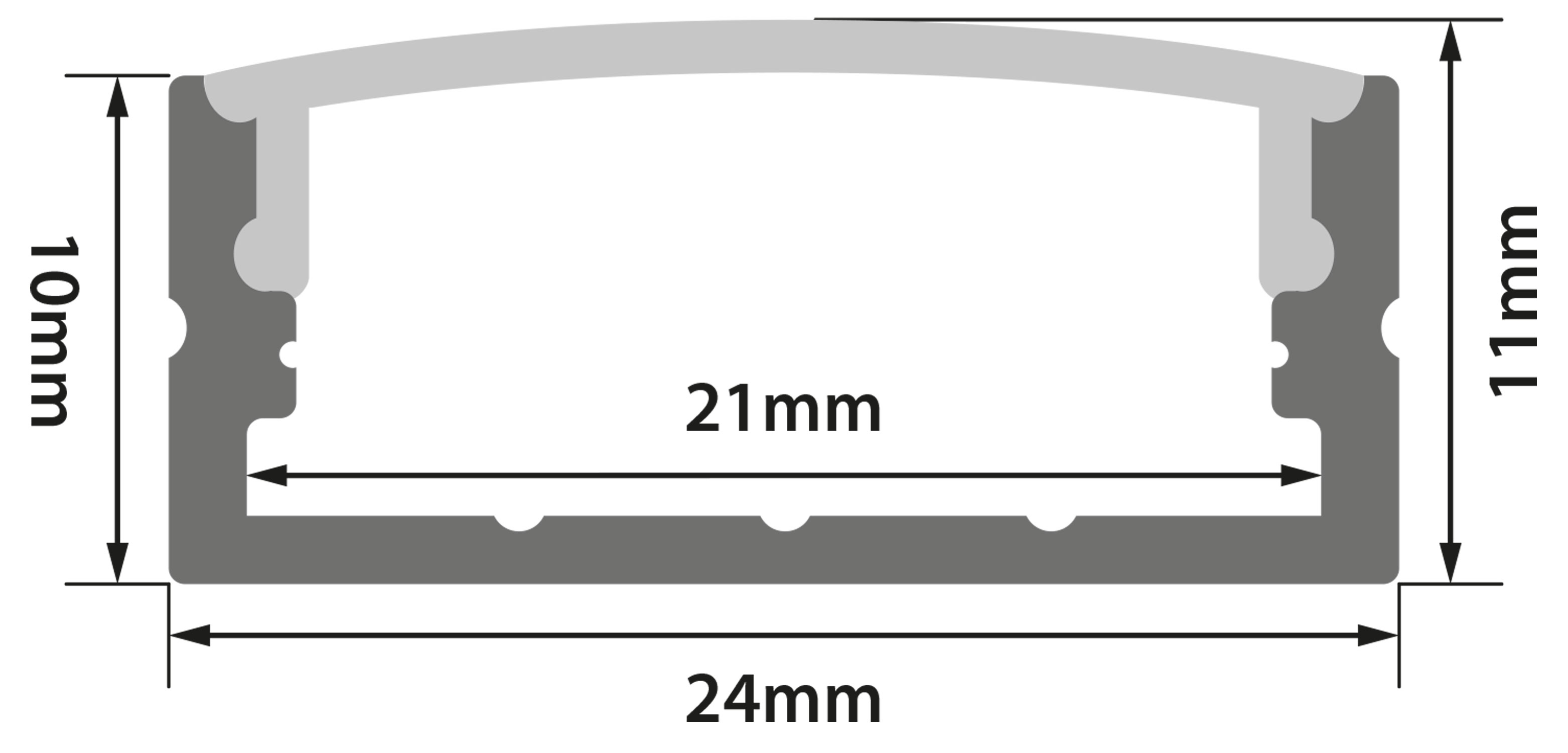 Aluminium LED Tape Profile - Wide Crown Aluminium LED Tape Profile Wide Crown 2m Frosted