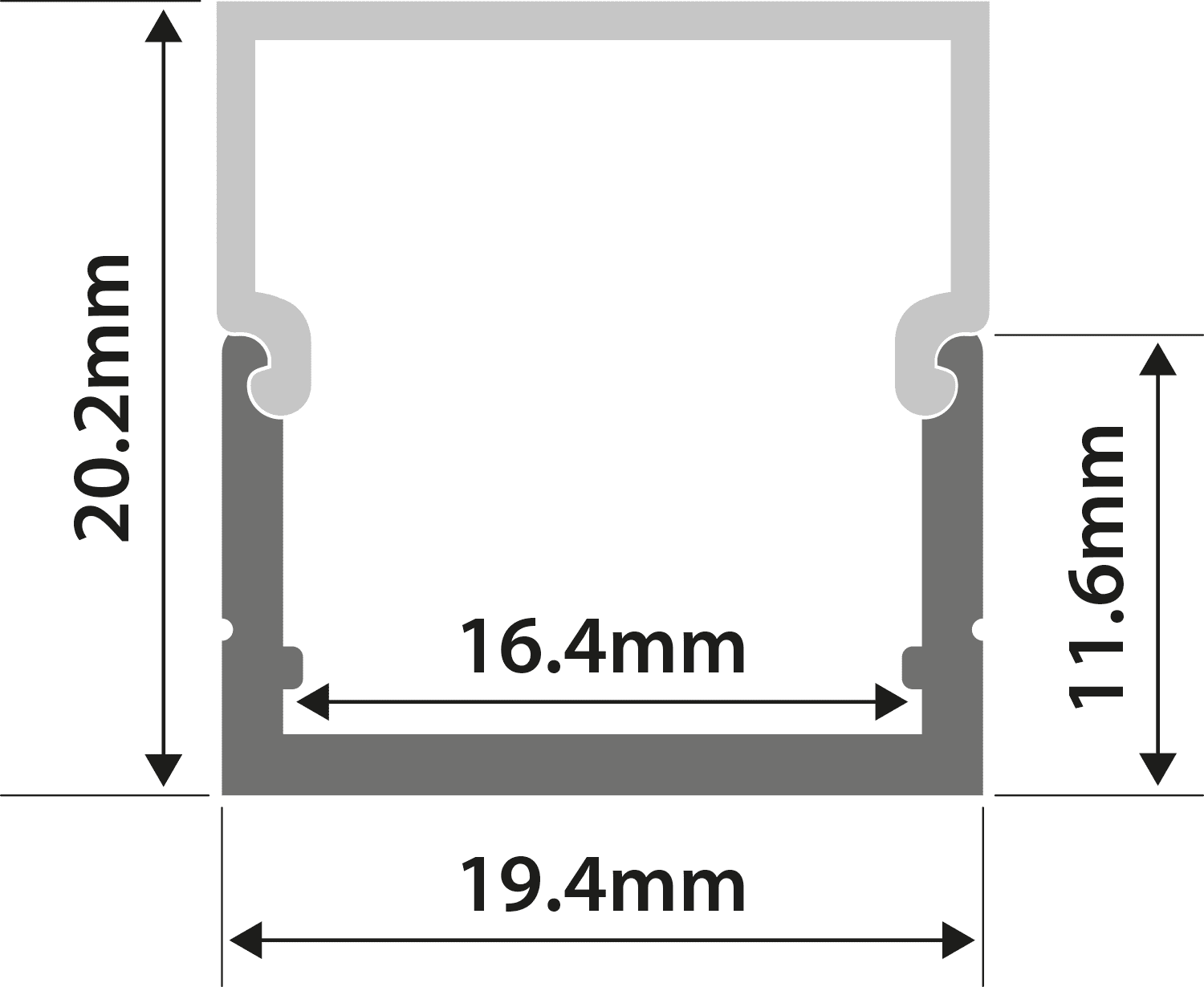 Aluminium LED Tape Profile - Box Section Aluminium LED Tape Profile Box Section 2m