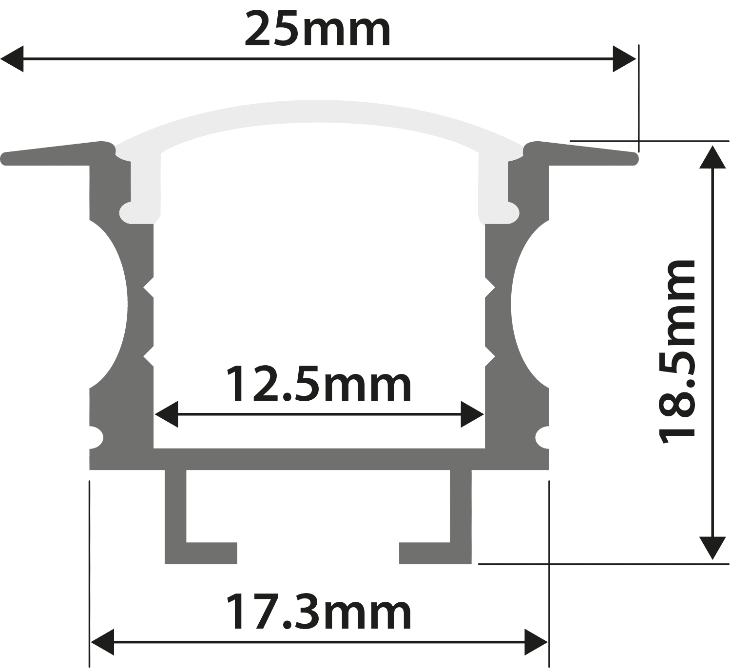 Aluminium LED Tape Profile - T Insert - Transparent Capping Aluminium LED Profile T Insert 2m - Clear Cover