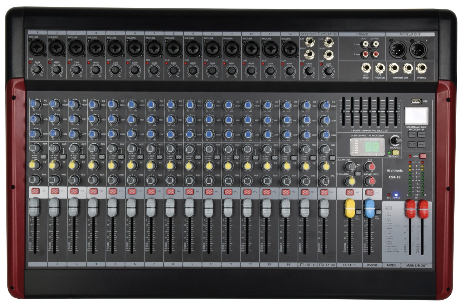 CSX-18 Series Live Mixing Console CSX-18 Live Mixer with USB/BT Player + DSP Effects