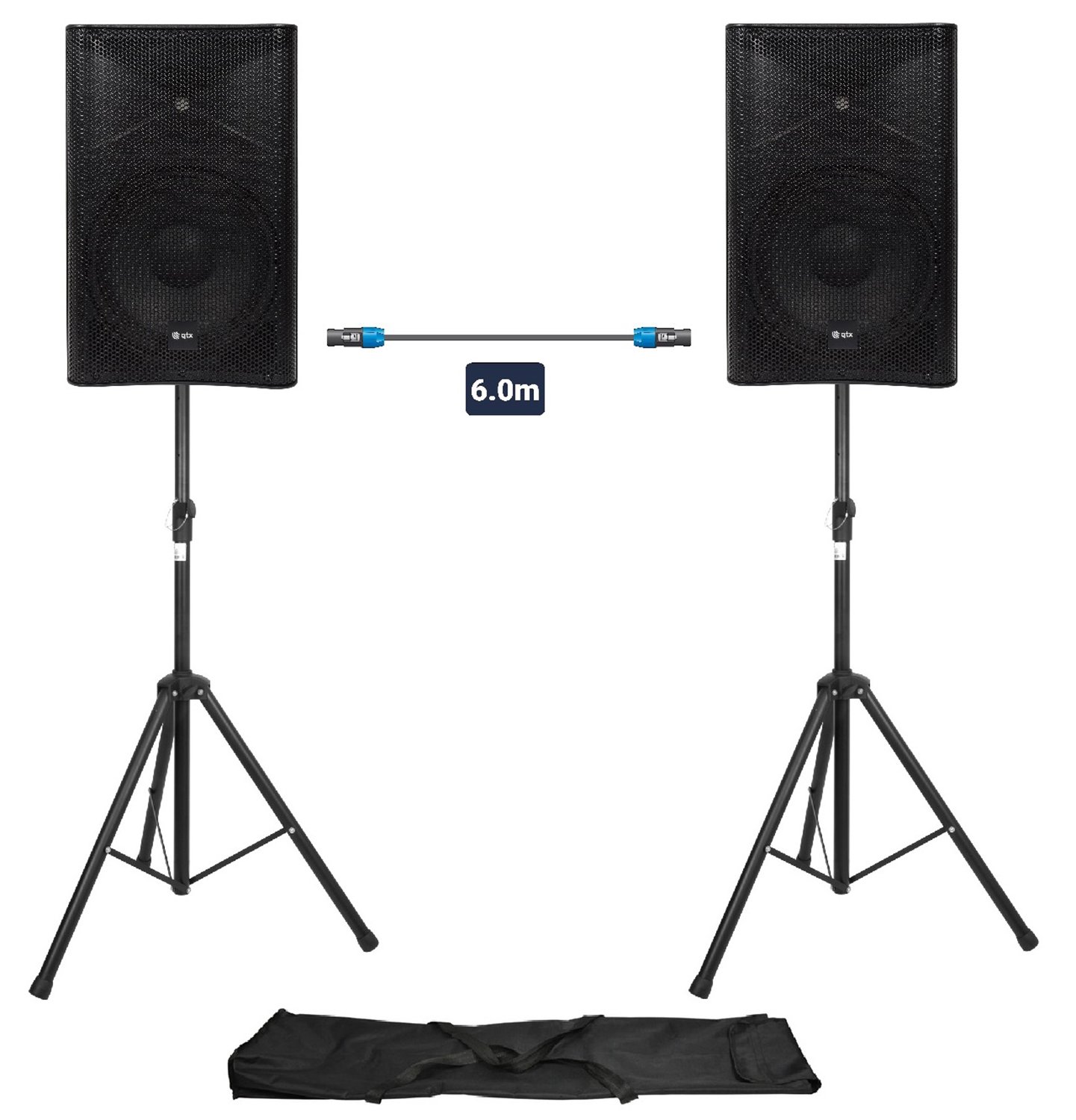 QUEST PA Setup With Stands QUEST-12 Two Speaker PA Setup with Stands & Lead