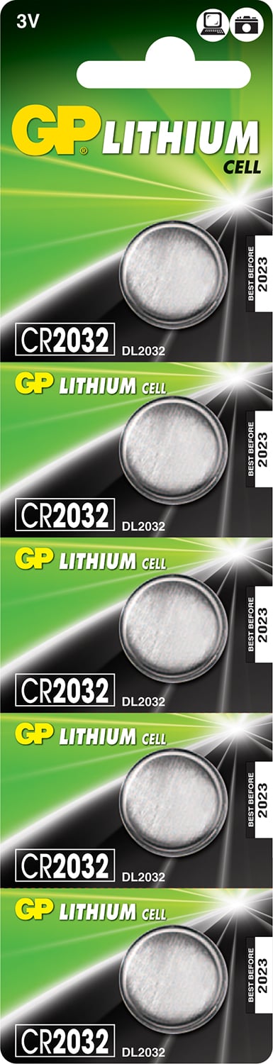 Lithium Button Cells CR2032 3V 210mAh 3.2 x 20mmÃ˜ 5 Pack