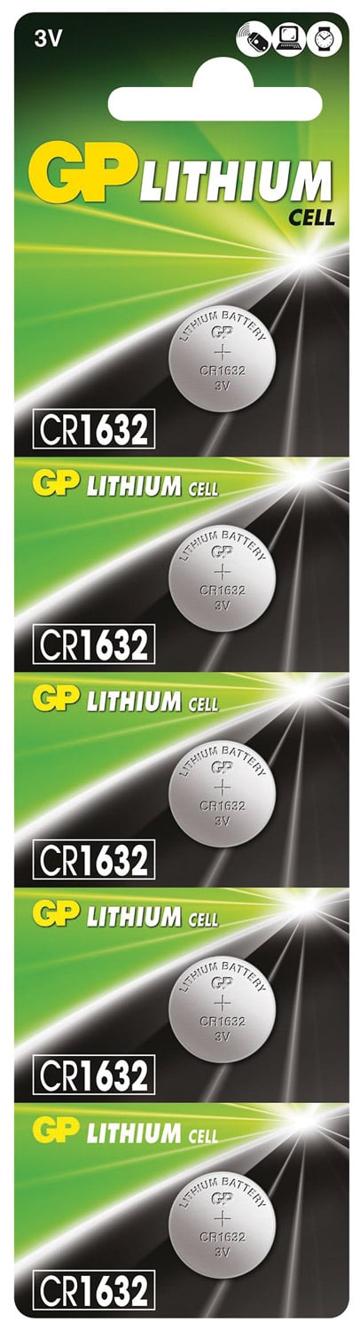 Lithium Button Cells CR1632, 3V, 140mAh, 3.0x16.0mmÃ˜, 5pc/card.