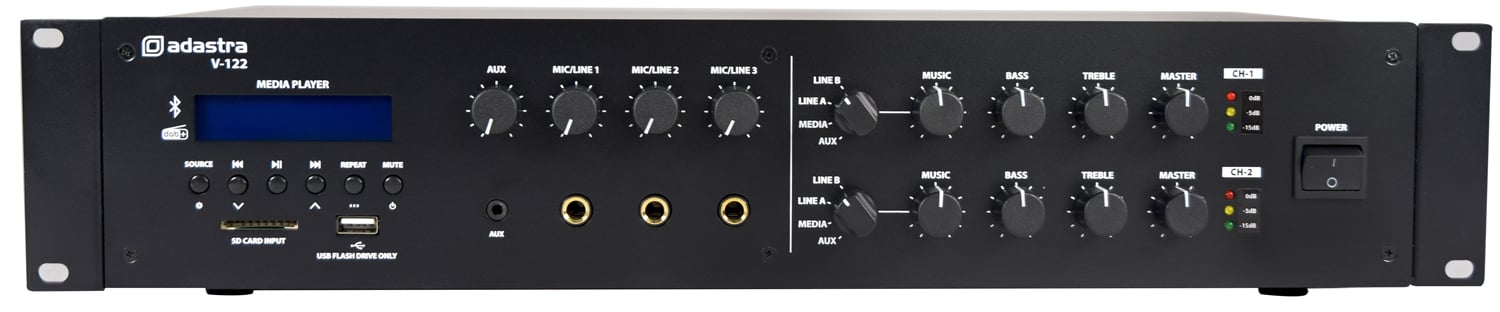 V-122 Dual Zone 100V Mixer-Amplifier 2 x 120W V-122 Mixer-Amplifier 100V with DAB+/FM/USB/SD/BT