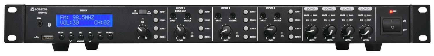 RM4460 Zoning 100V Mixer-Amp 4 x 60W RM4460 Zoning 100V Mixer-amplifier 4 x 60W