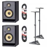 KRK Rokit RP7 G4 Bundle with Monitor Stands & Cables