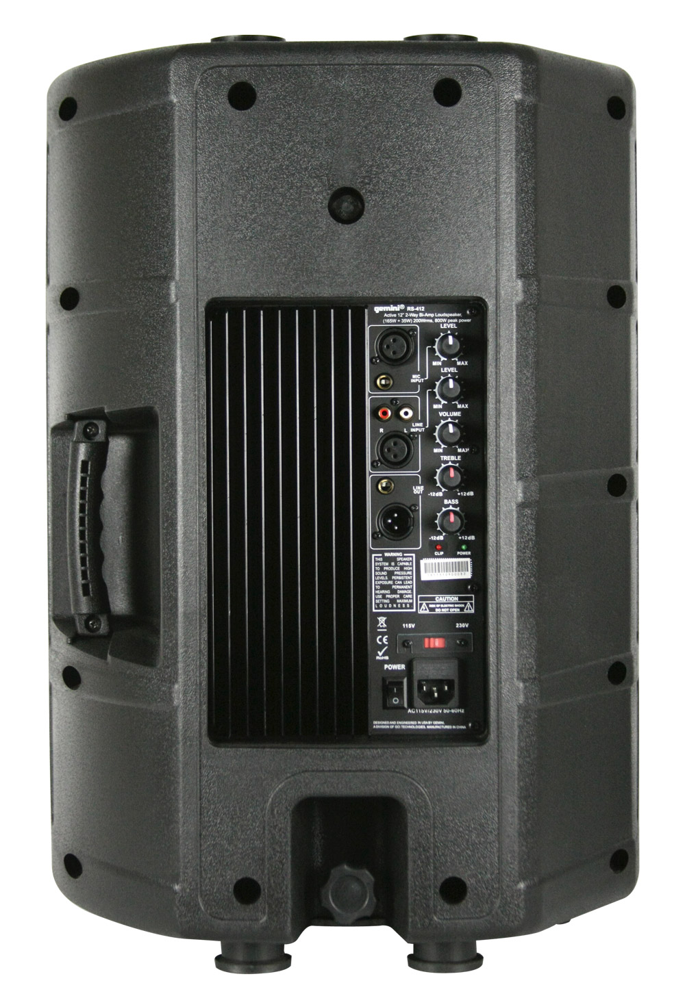Gemini RS-412 640W Active Speaker Back