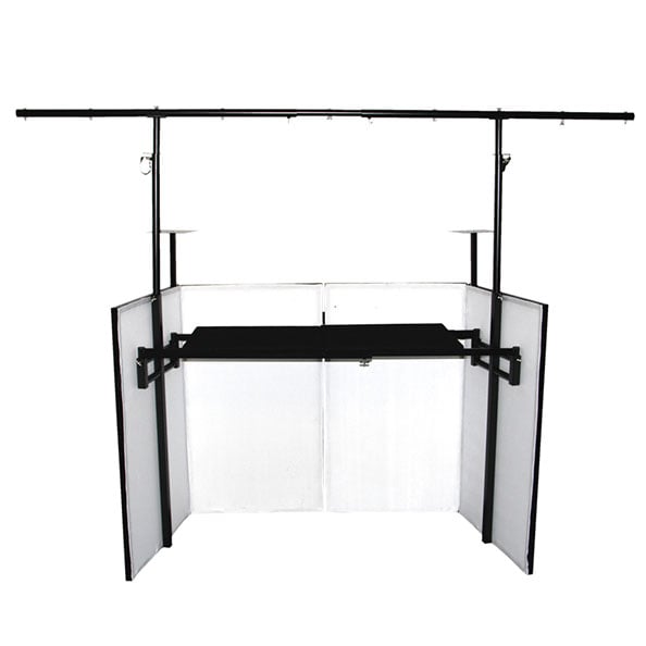 Novopro SDX V2 foldable DJ booth with lighting rig, podiums & bags