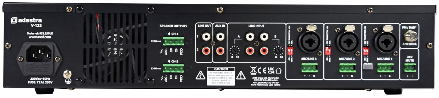 Adastra V-122 Mixer-Amplifier 100V with DAB+/FM/USB/SD/BT Image 2