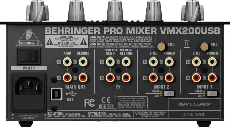 Behringer VMX200USB Mixer Back