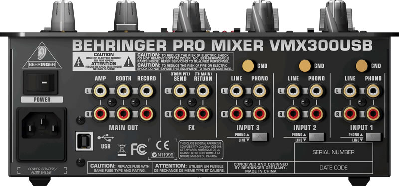 Behringer VMX300USB Mixer Back