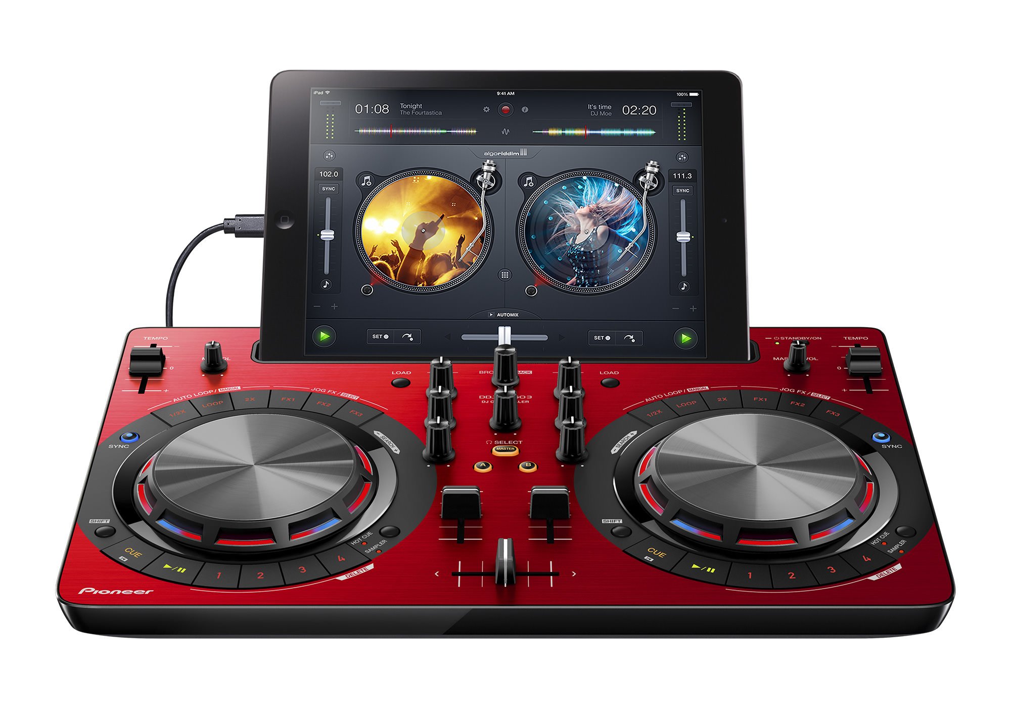 Pioneer DDJ-WeGO3 Red DJ Controller for iPad